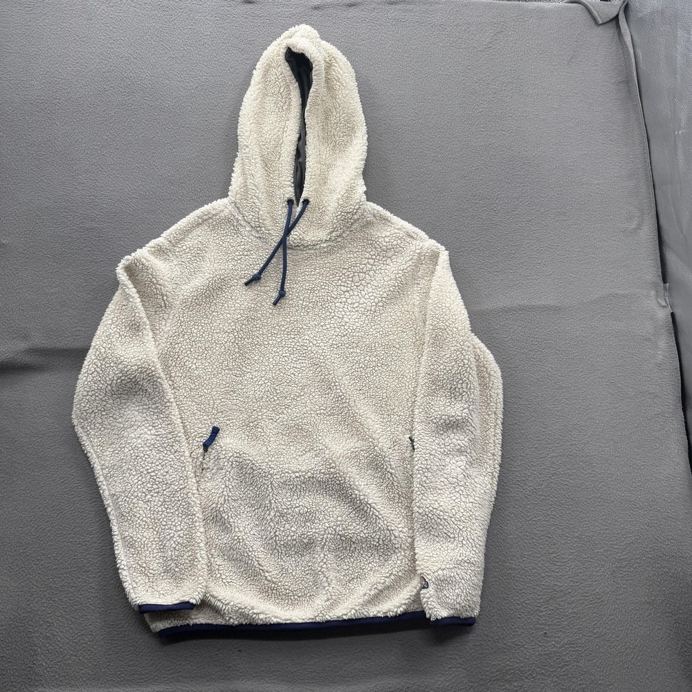 Chubbies Hoodie Mens Small Beige Sherpa Fleece Pullover Zip Pockets Lined